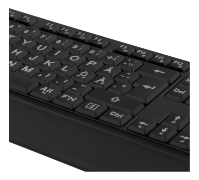 Deltaco Fullstort tangentbord med extra stora tecken, blå LED, USB, svenskt#3