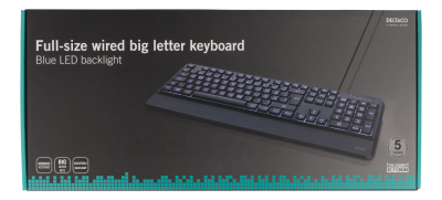 Deltaco Fullstort tangentbord med extra stora tecken, blå LED, USB, svenskt#4