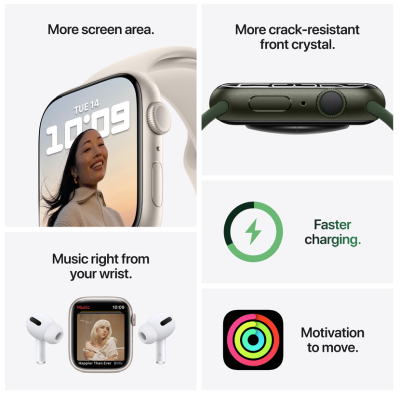 Apple Watch Series 7 GPS + Cellular 41mm Aluminiumboett med Sportband - Stjärnglans#3
