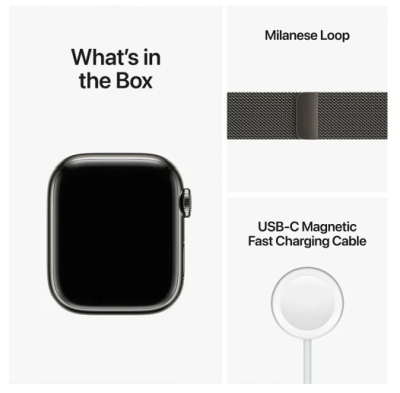 Apple Watch Series 8 GPS + Cellular, 41mm Grafit Rostfri stålboett med Grafit Milaneselänk#2