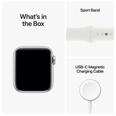 Apple Watch SE GPS + Cellular, 40mm Silver Aluminiumboett med Vit Sportband#2