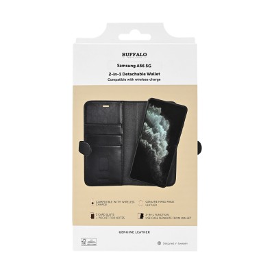 Plånboksfodral BUFFALO Samsung A56 5G, 3 st kortfack + sedelficka, 2-in-1 magnetskal - Svart#2