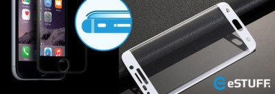 Skärmskydd eSTUFF Titan Shield 3D Curved Edge Full Cover, Samsung Galaxy S6 Edge - Vit