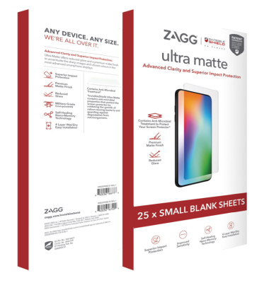 Zagg InvisibleShield ISOD Ultra Matte 4 Layer Small, till alla smartphones, inkl. montering