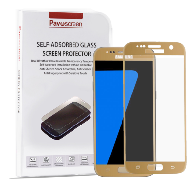 Pavoscreen Skärmskydd i härdat glas för Samsung Galaxy S7 - Guld