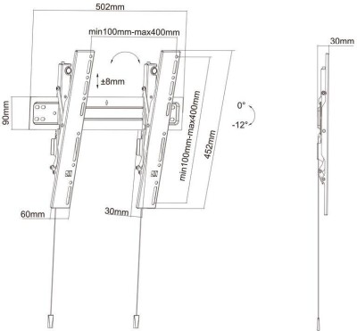 Väggfäste Multibrackets M VESA Wallmount Super Slim Tilt 400 MAX, 32-55", upp till 35 kg#5