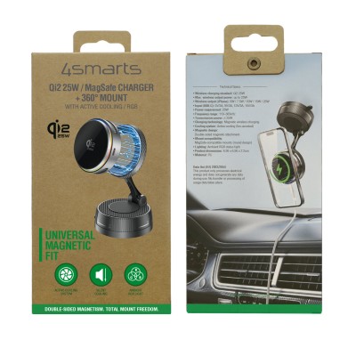 Trådlös Qi2-laddare 4smarts Qi2 25W MagSafe med kylning, RGB, 360 mount - Rymdgrå#3