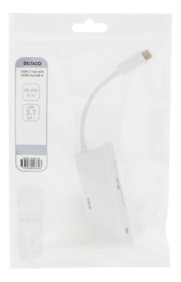 Multi-adapter Deltaco, USB-C till 3xUSB 3.1/HDMI 4k@30Hz - Vit#2