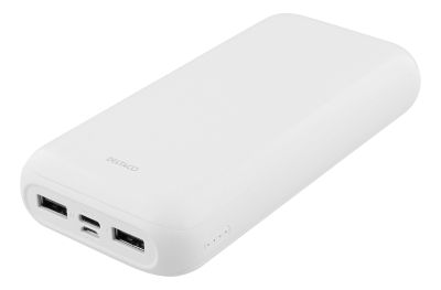 Deltaco Powerbank PB-1066, 20000 mAh, batteriindikator, USB-A/USB-C - Vit#1