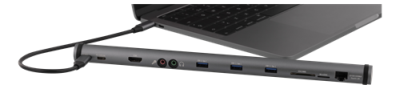 USB-C dockningsstation Deltaco, 4K HDMI, GigaLAN, 3xUSB 3.1, 100W USB-C PD, kortläsare, audio - Svart#3