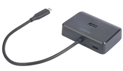 USB-C-hub Deltaco, USB-C till 4xUSB-A, extra strömtillförsel - Svart#3