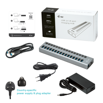 USB 3.0-hub i-tec Charging HUB, 16xUSB 3.2, inkl. 90W strömadapter#7