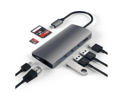 Dockningstation Satechi MultiPort 4K Docking V2, 1xHDMI/3xUSB 3.0/1xUSB-C med PD pass-through, LAN, kortläsare SD/MicroSD - Rymdgrå#4