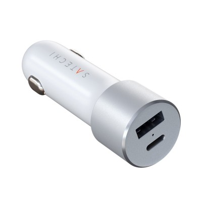 Satechi billaddare med PD 1xUSB-C (60W) och 1xUSB-A (12W), cigguttag 12V - Silver#2