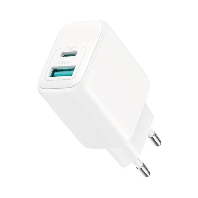 Väggladdare SiGN Quick Charger 20W PD 3.0, 1xUSB-C, 1xUSB-A - Vit