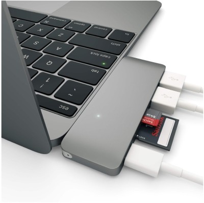 USB-C-hub Satechi, 2xUSB 3.0, kortläsare SD/MicroSD, USB Pass Through för laddning - Rymdgrå#3