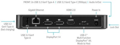 USB-C dockningsstation Targus USB-C Multi-Function DisplayPort Alt. Mode Docking Station with 85W Power, HDMI, 2xDP, USB-C 85W PD, 2xUSB-A, GigaLAN, audio 3,5mm, inkl. 135W strömadapter#3