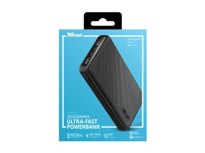 Trust Primo Ultra-Thin Ultra-Fast Powerbank, 20000 mAh snabbladdning, 2xUSB-A, 1xUSB-C 18W#4
