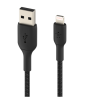 USB-kabel Belkin BoostCharge USB-A till Lightning Braided, 1 meter - Svart