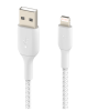 USB-kabel Belkin BoostCharge USB-A till Lightning Braided, 1 meter - Vit