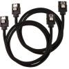 SATA3 kabel Corsair Premium Sleeved Set with Straight Connectors, 60 cm, 2-pack - Svart