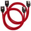 SATA3 kabel Corsair Premium Sleeved Set with Straight Connectors, 60 cm, 2-pack - Röd