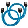 SATA3 kabel Corsair Premium Sleeved Set with Straight Connectors, 60 cm, 2-pack - Blå