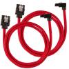 SATA3 kabel Corsair Premium Sleeved Set with 90° Connectors, 60 cm, 2-pack - Röd