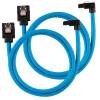 SATA3 kabel Corsair Premium Sleeved Set with 90° Connectors, 60 cm, 2-pack - Blå