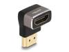 Adapter HDMI hane till hona, DeLOCK, 8K@60Hz, vinklad nedåt - Svart/Grå