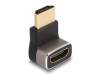 Adapter HDMI hane till hona, DeLOCK, 8K@60Hz, vinklad uppåt - Svart/Grå