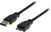 USB 3.0 kabel, Typ A hane - Typ Micro B hane, 2m - Svart