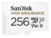 Micro Secure Digital SDXC 256 GB Sandisk High Endurance, 100/40 MB/sek, UHS-I U3 Class10 V30, inkl. SD-adapter