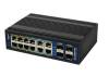 ALLNET ALL-SGI8016PM, 12xPoE+ GbE, 4xGbE, 4xSFP, fläktlös, DIN-skena, 360W PoE, Smart Layer2+