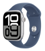 Apple Watch Series 10 GPS 46mm Silver Aluminiumboett med Denim Sport Band - S/M