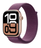 Apple Watch Series 10 GPS + Cellular 46mm Roséguld Aluminiumboett med Plommon Sportloop