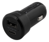 Deltaco billaddare, 3A/15W, 12V cigguttag till 1xUSB-C + 1xUSB-A - Svart#1