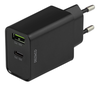 Väggladdare Deltaco 230V till 1xUSB-C PD och 1xUSB-A, 18W - Svart#1